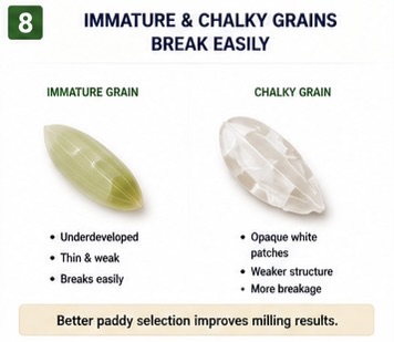 Immature and chalky grain defects identified during inspection