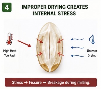 Improper drying creates internal stress and fissures