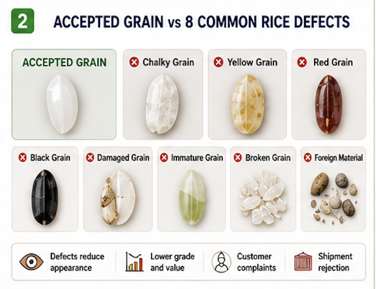 Accepted Grain vs 8 Common Rice Defects