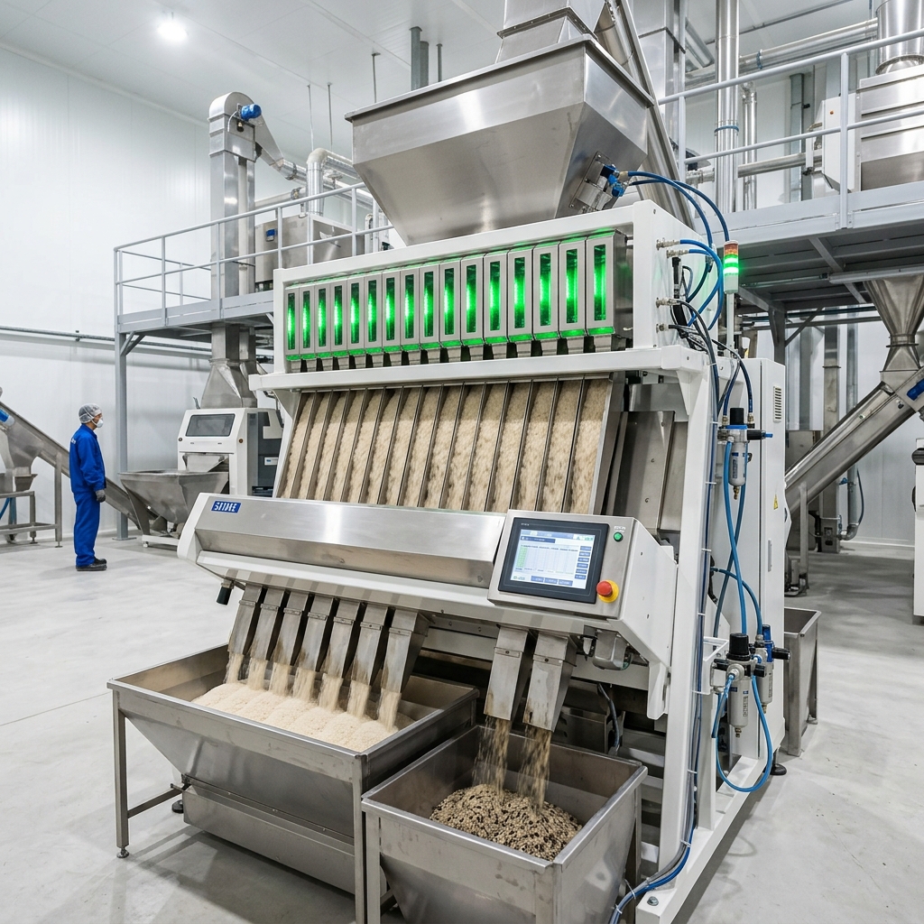 Rice sortex machines in operation